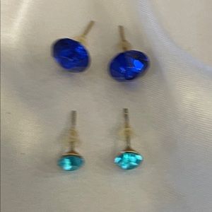 Set of 2 blue stone post earrings, NWOT